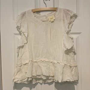 White ruffle Anthropologie shirt